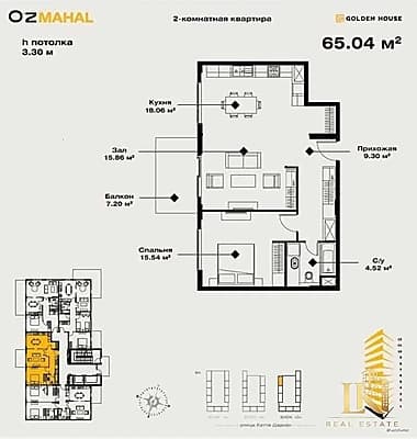 #9800 Продаётся: Мирзо-Улугбекский р-н НОВОСТРОЙКА КОМПЛЕКС "O'z Mahal" Застрой. "Golden House" — 5