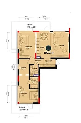 Продается 3х комнатная квартира,ЖК Воза NRG,Ул Циалковского,102.3м2 — 1