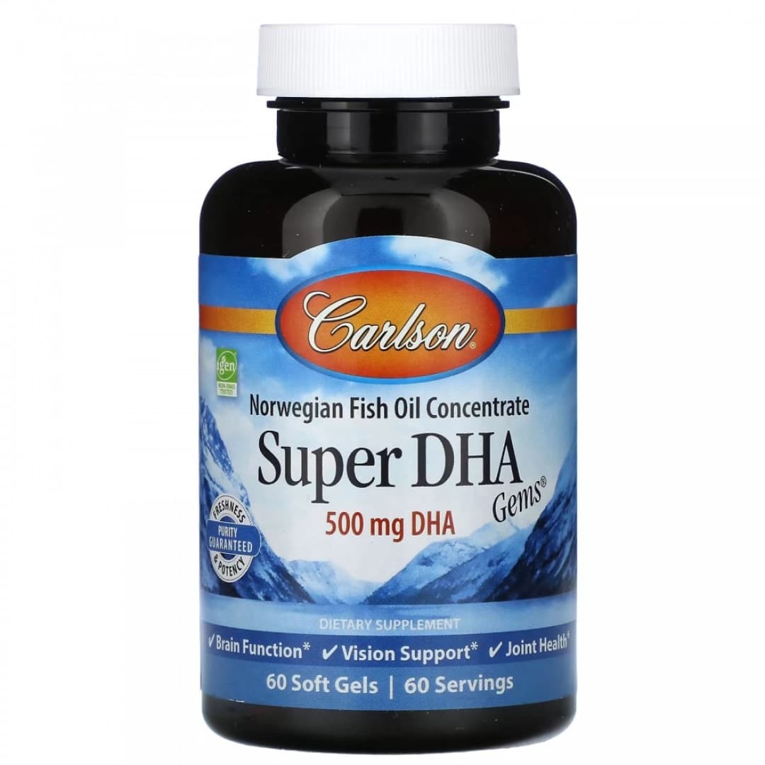 Carlson, Super DHA Gems, 500 mg DHA, 60 ta yumshoq kapsula — 1