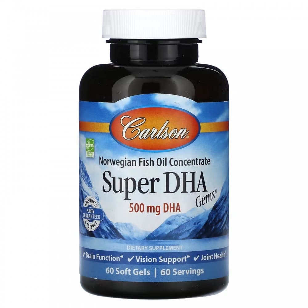 Carlson, Super DHA Gems, 500 mg DHA, 60 ta yumshoq kapsula — 2