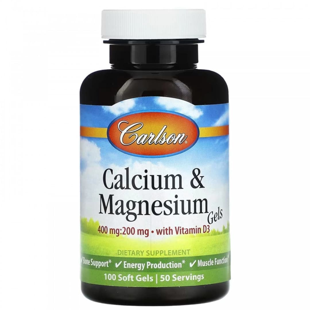Carlson, Kalsiy va magniy gellaridagi D3 vitamini bilan, 100 ta yumshoq tabletka — 1