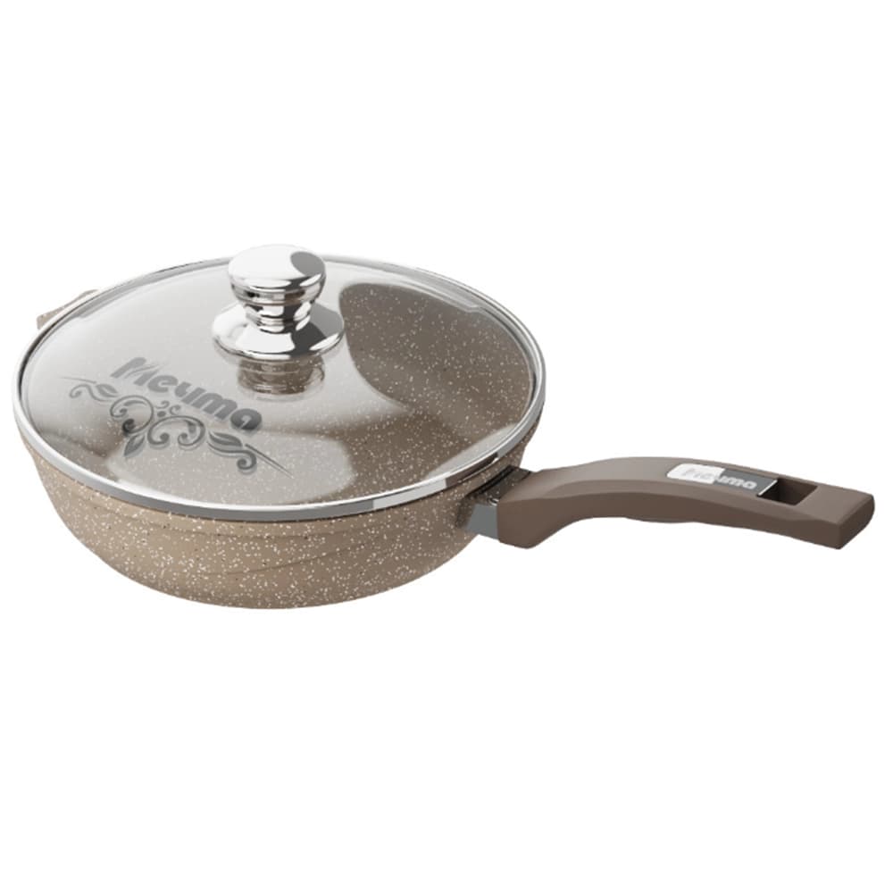 "WOK" turkumidan olinuvchi dastali va qopqoqli "Mechta" tovasi (Granit) 28cm kulrang — 5