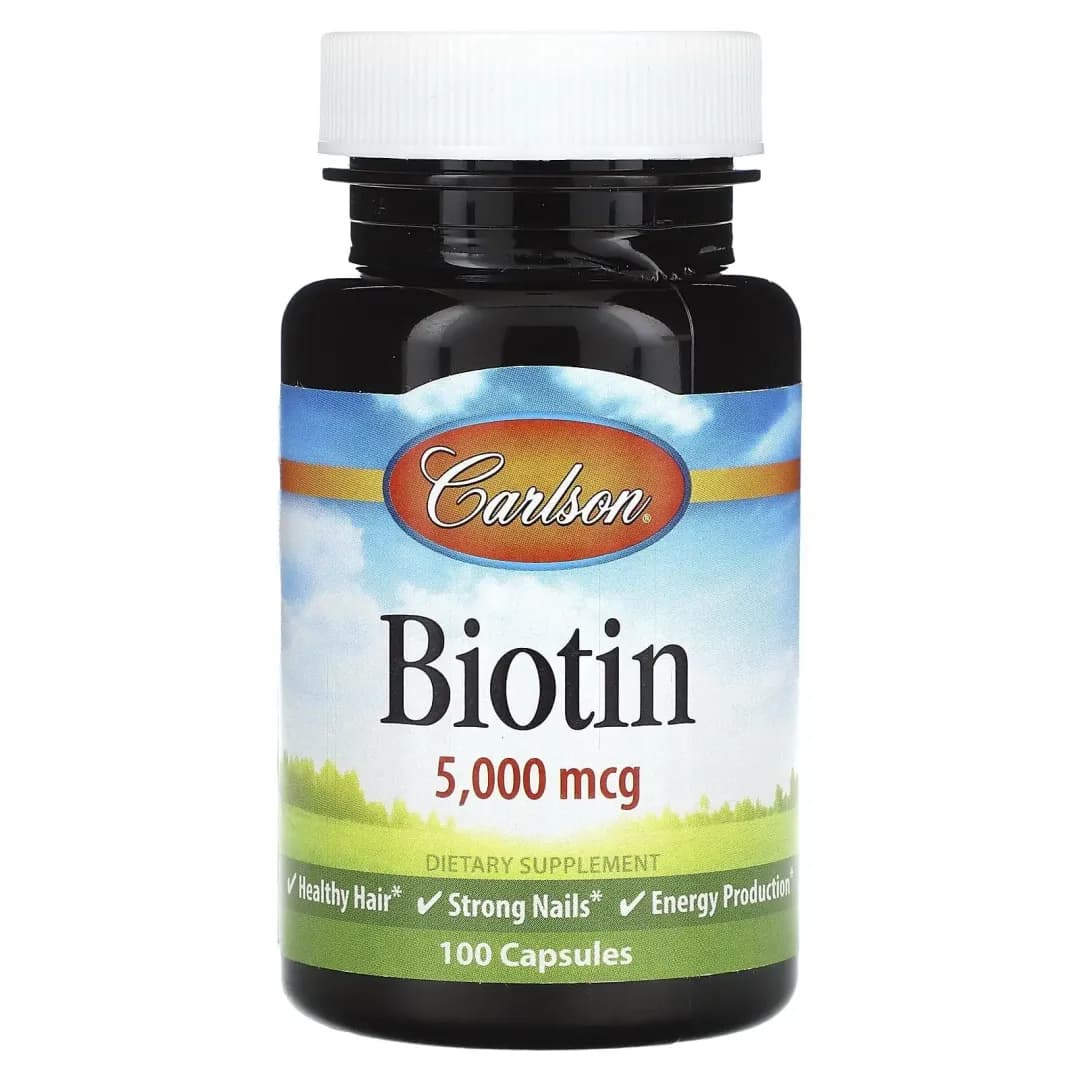 Biotin, Carlson, 5000 mkg, 100 kapsula (24920) — 1