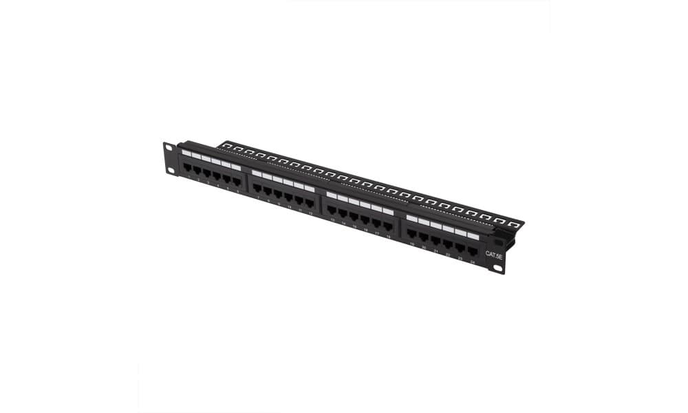 Patch-panel 2E CAT 5e, UTP, 19", 1U, 24 port, yig‘ilgan — 2