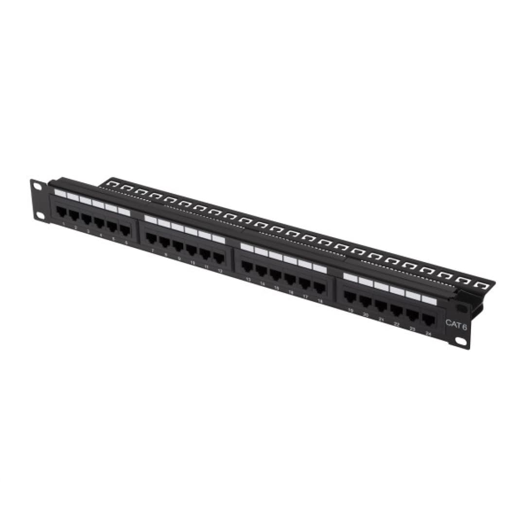 Patch-panel 2E CAT 6, UTP, 19", 1U, 24 port, yig‘ilgan — 1