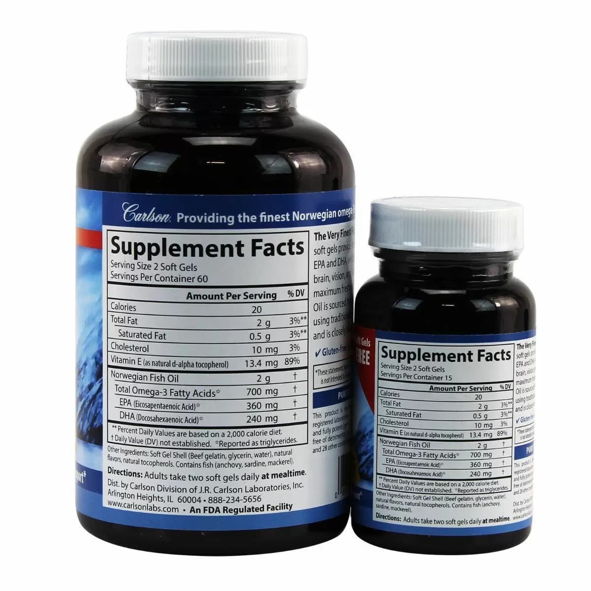 Limon ta’mi bilan baliq yog‘i, Carlson Labs, 700 mg, 120 + 30 kapsula (01634) — 3