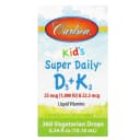 Carlson Labs, Kids, Super Daily D3+K2, 25 mcg (1000 ME) va 22,5 mcg, 10,16 ml (0,34 suyuq unsiya) (10530)