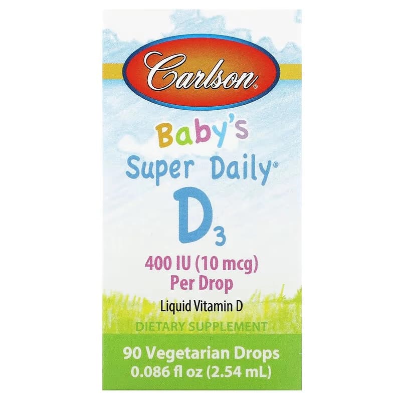 Carlson Labs, Kids, Super Daily D3+K2, 25 mcg (1000 ME) va 22,5 mcg, 10,16 ml (0,34 suyuq unsiya) (10530) — 5