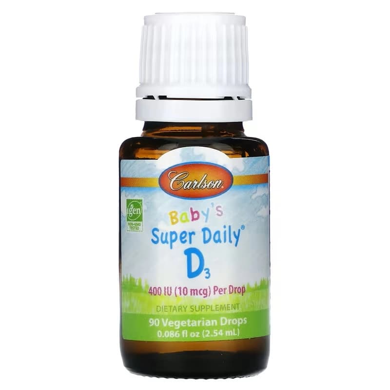 Carlson Labs, Kids, Super Daily D3+K2, 25 mcg (1000 ME) va 22,5 mcg, 10,16 ml (0,34 suyuq unsiya) (10530) — 7