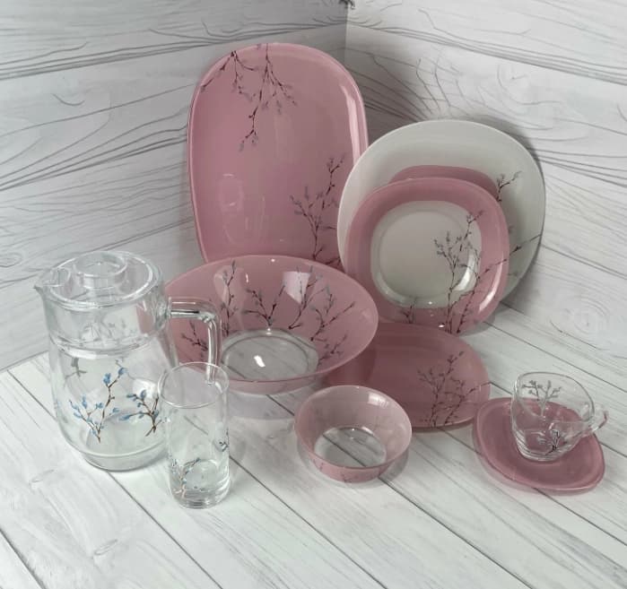 Luminarc Carine Hana Pink 46 ta element Stol servisi (V4515) — 3