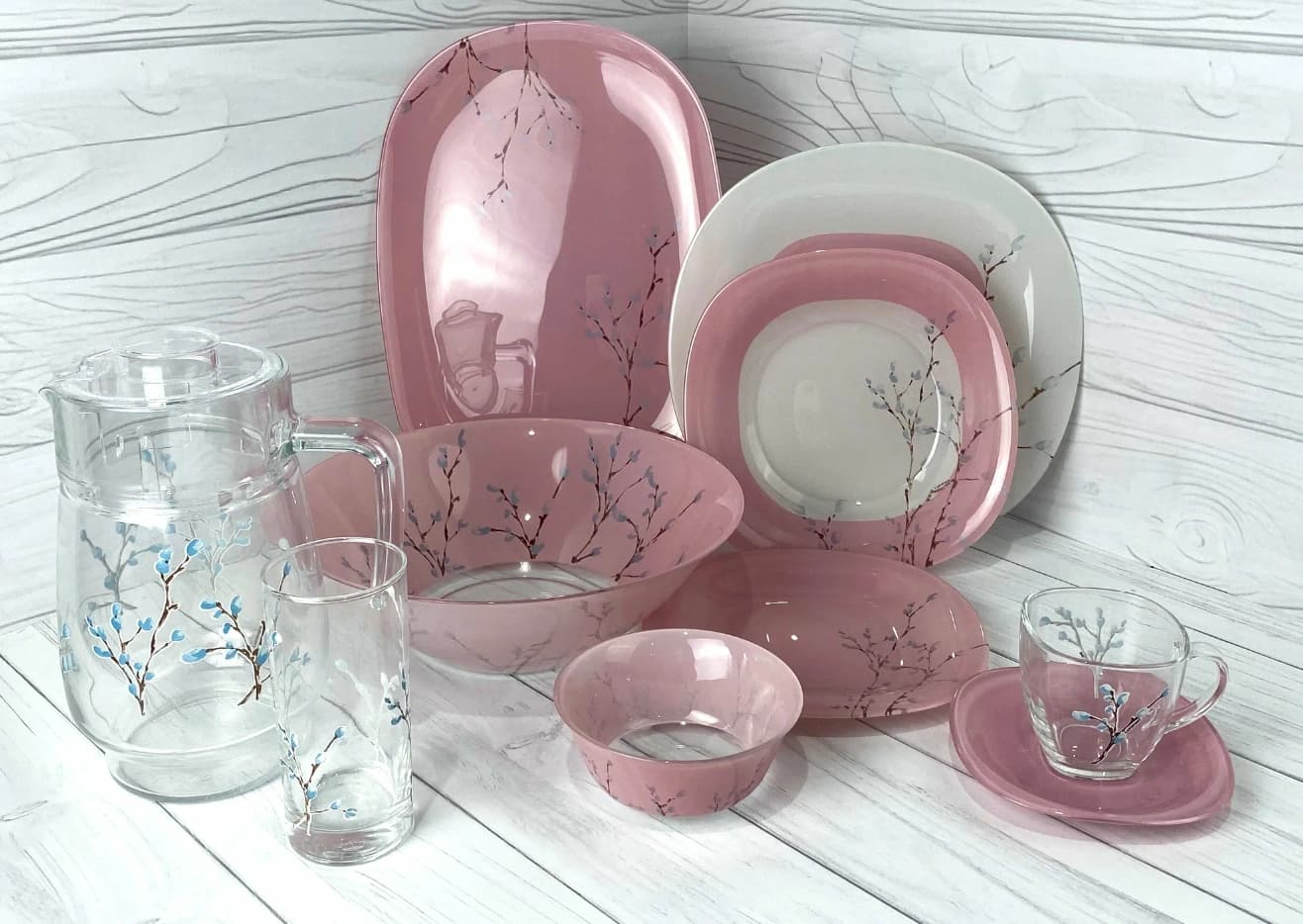 Luminarc Carine Hana Pink 46 ta element Stol servisi (V4515) — 4