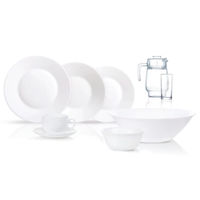 Dasturxon idishlari to‘plami -Luminarc Essence white 46 items (N1220) — 3
