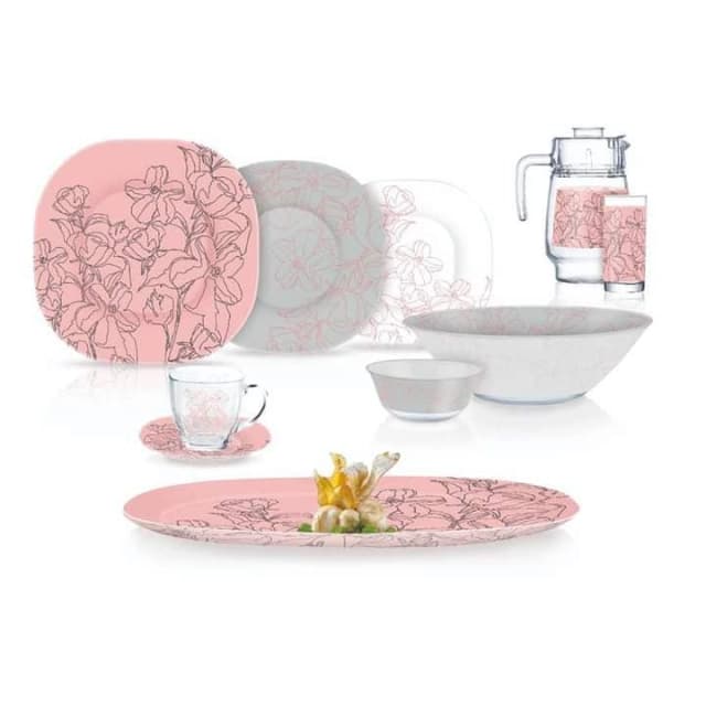 Dasturxon idishlari to‘plami - Luminarc Carine Annalee pink 46 items (Q5490) — 1