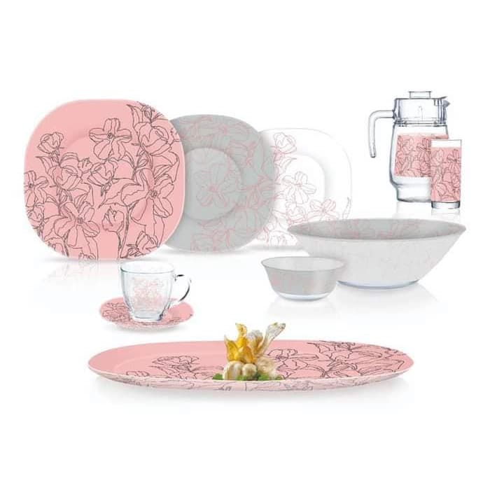 Dasturxon idishlari to‘plami - Luminarc Carine Annalee pink 46 items (Q5490) — 2