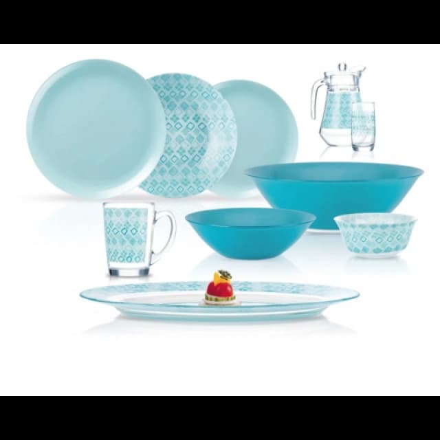Dasturxon idishlari to‘plami - Luminarc Simply Fantasia Turquoise 46 items (N6248) — 1