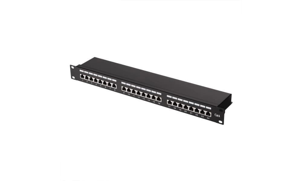 Patch-panel 2E CAT 6, FTP, 19", 1U, 24 port, yig‘ilgan — 2