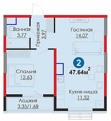 1 комн.-47,64 • Мирабад • ИПОТЕКА • СКИДКИ • УДОБНАЯ ЛОКАЦИЯ — 1