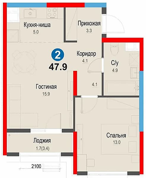 2 хонали, Янгиабод метро йонида, NRG ZAMON Биринчи тулов=11 079у.е — 1