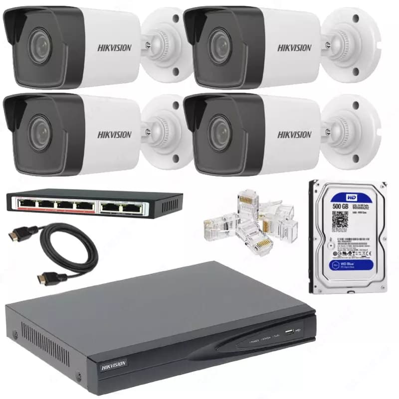 Готовый комплект IP-Видеонаблюдения на 4 камеры ”Hikvision” 4мпх — 1