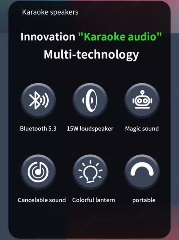 Маленькая домашняя портативная Bluetooth Колонка для караоке, двойной беспроводной микрофон, звуковая шкатулка для прямого эфира, FM-радио,... — 8