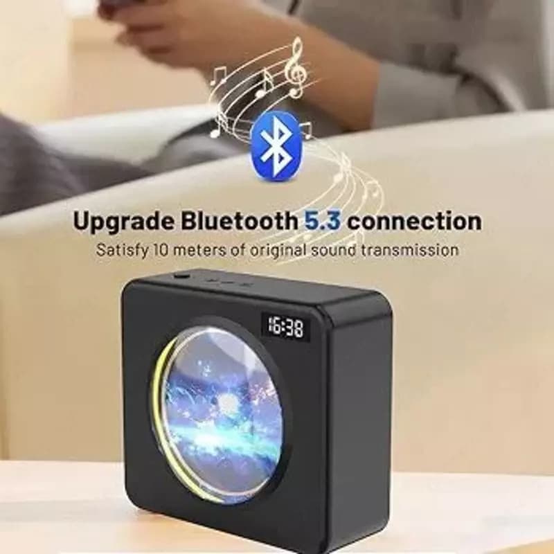 Bluetooth-колонка BauTech портативная с имитацией виниловой пластинки Чёрный Портативная Bluetooth-колонка с имитацией виниловой пластинки -... — 2