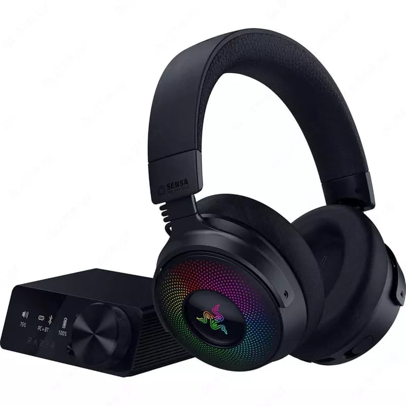 Гарнитура игровая Razer Kraken V4, USB-A/WL/BT, RGB, чёрный, — 2