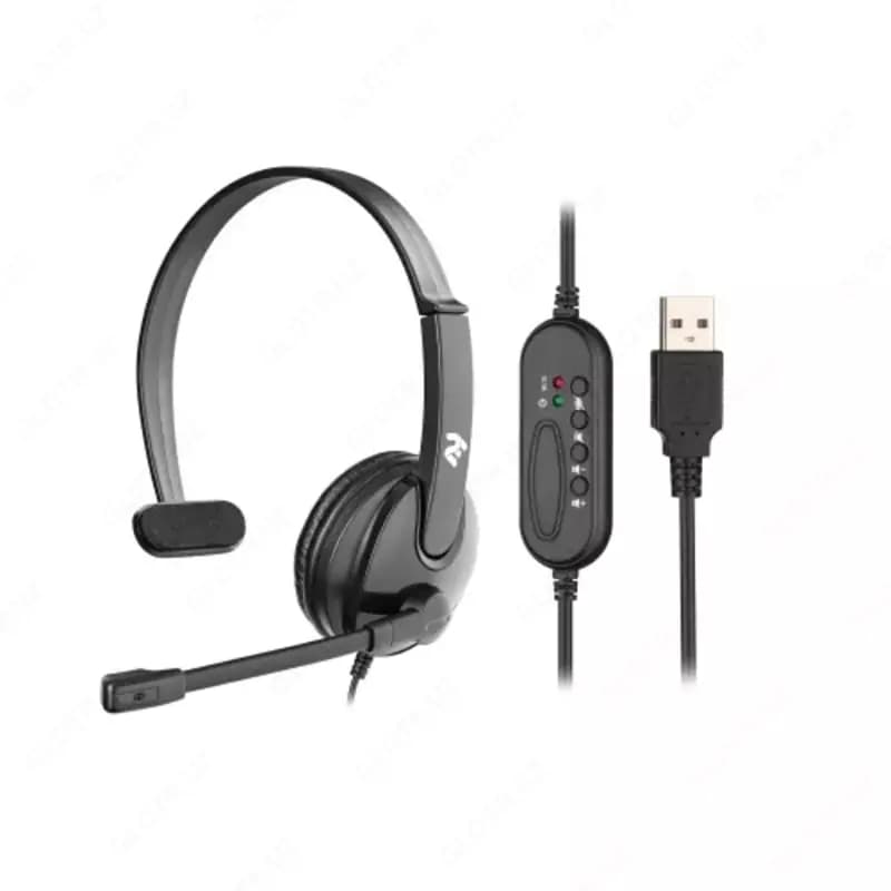 Гарнитура ПК моно On-ear 2E CH12 USB, omni-mic, 2м, черный — 1