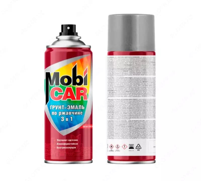 Грунт-эмаль по ржавчине 3 в 1 серебристый Mobi CAR (520 мл) — 1