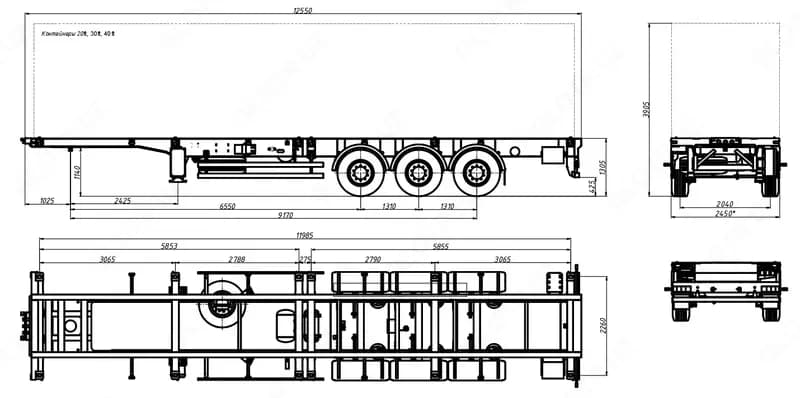 Полуприцеп контейнеровоз UzAutoTrailer - 30,5 т — 2