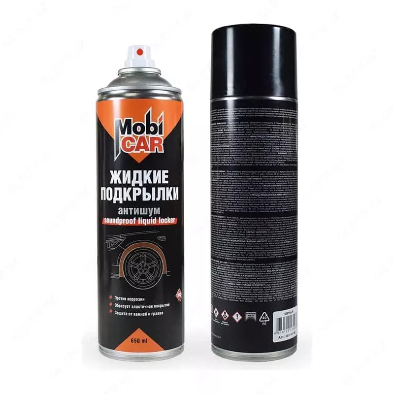 Аэрозольные жидкие подкрылки (антишум) "MobiCAR" 0531-02 MC, антикоррозийная, 650 мл (Черная) NEW — 2