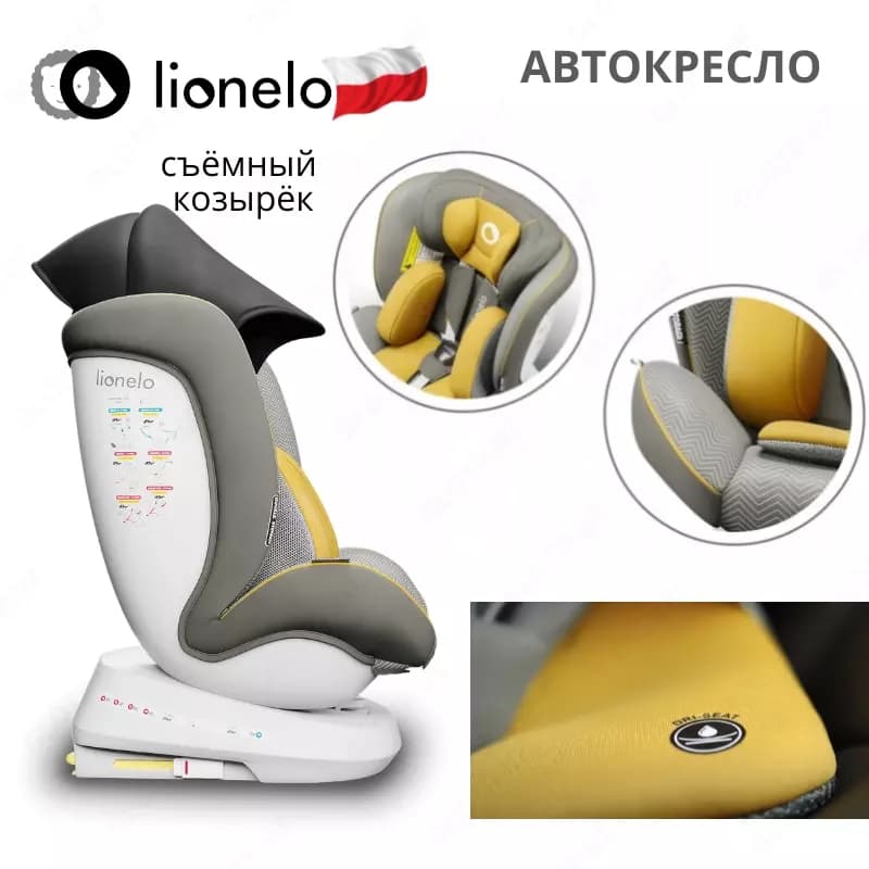 BASTIAAN ONE ”Mustard”💛 - автомобильное кресло от Lionelo 🇵🇱 (Польша) Вращение (0-36 кг) 360 ° — 4