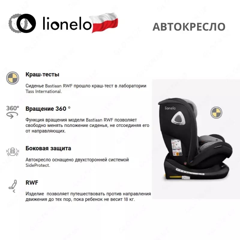 BASTIAAN RWF - автомобильное кресло 🔄 360 ° (0-36 кг) 🇵🇱(Польша) — 4