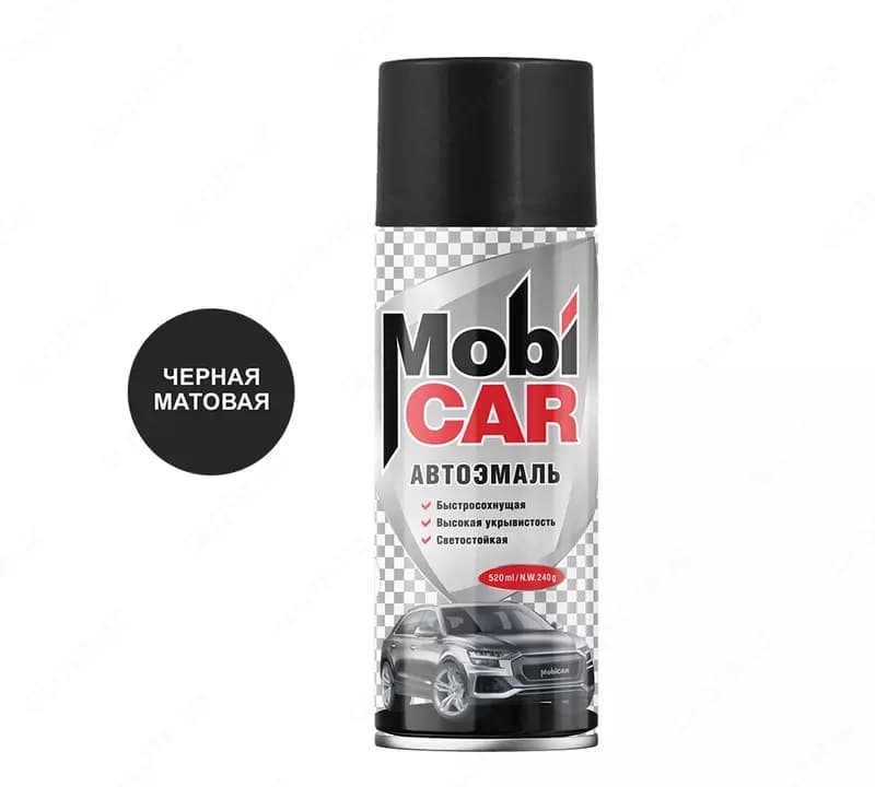 Автоэмаль черная матовая Mobi Car (520 мл) — 1