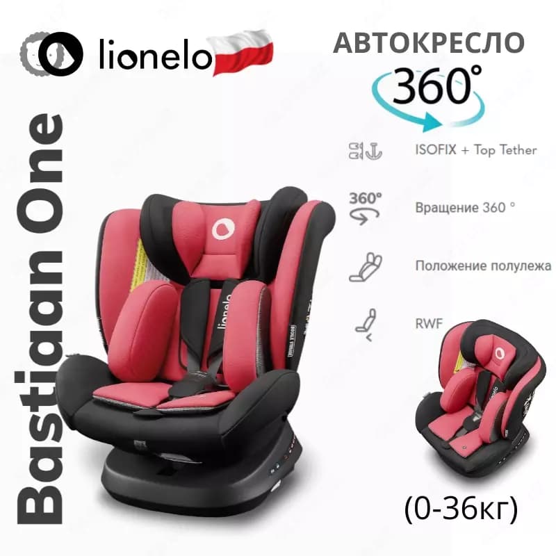 BASTIAAN ONE ”Mustard”❤️ - автомобильное кресло от Lionelo 🇵🇱 (Польша) Вращение (0-36 кг) 360 ° — 2