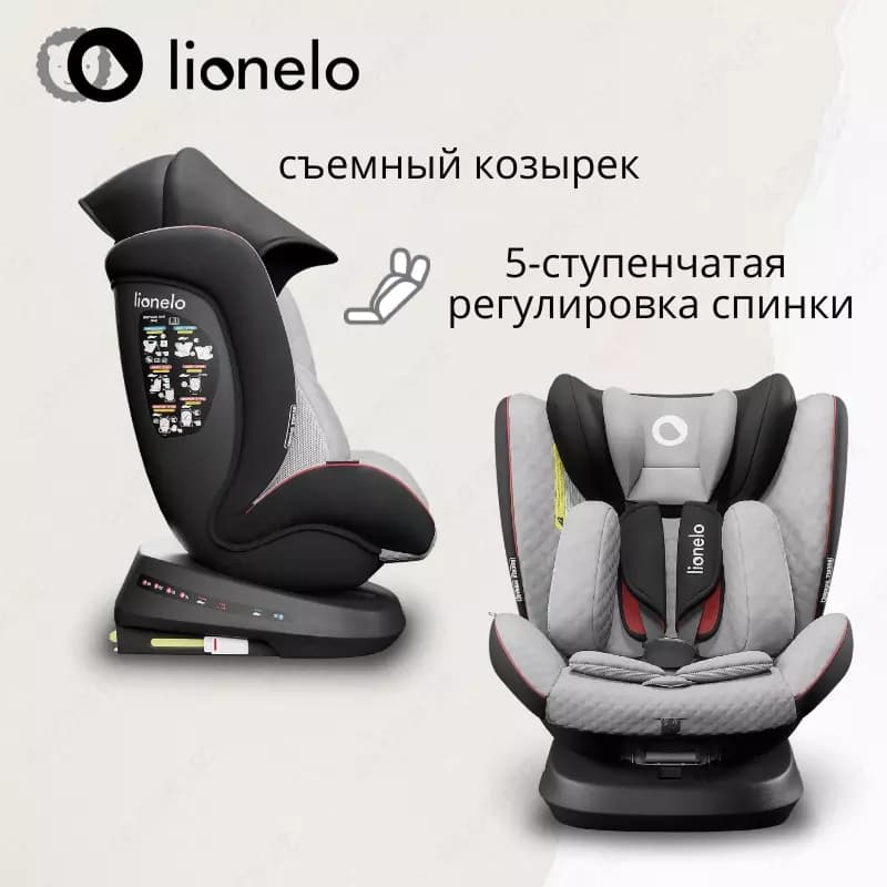 АВТОКРЕСЛО LIONELO BASTIAAN ONE 0-36 КГ GREY STONE BLACK — 2