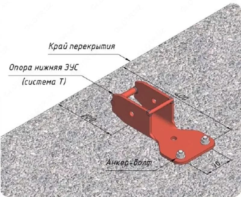 Кронштейн и опоры ЗУС (Защитно-улавливающая система) — 4
