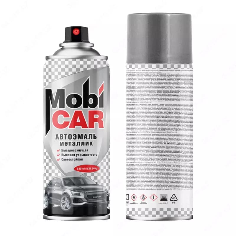 Аэрозольная автоэмаль "Mobi CAR" с эффектом "металлик", 520 мл, 2-2.5 м2 (Ассортимент) — 1