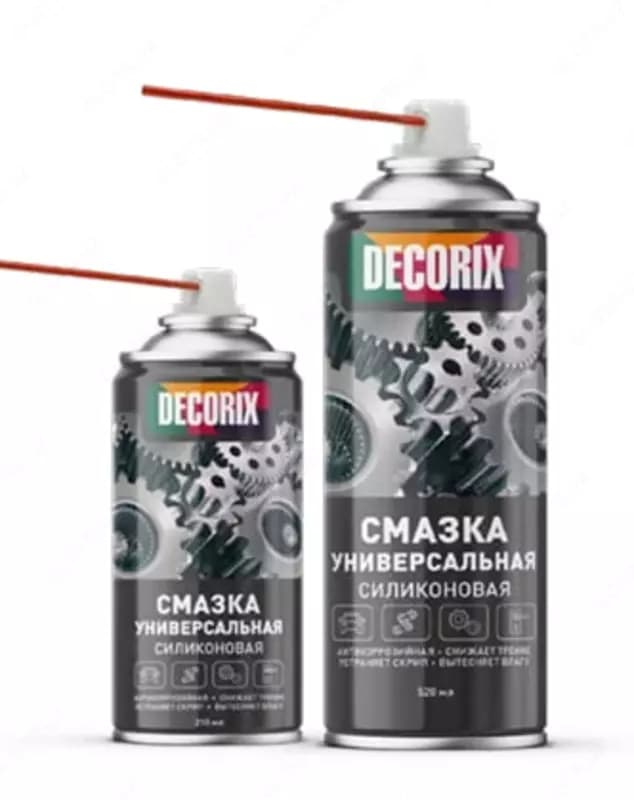 Аэрозольная силиконовая смазка "DECORIX" универсальная, антикоррозийная, 210/520 мл. — 2