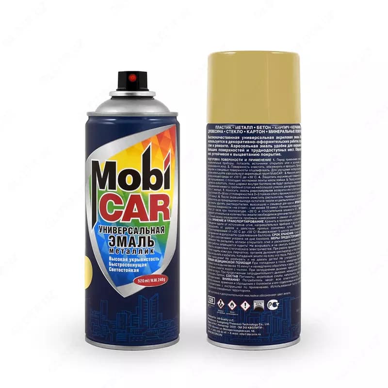 Аэрозольная акриловая эмаль (металлик) "Mobi CAR" глянцевая, универсальная, 520 мл, 2-3 м2 (Ассортимент) — 1