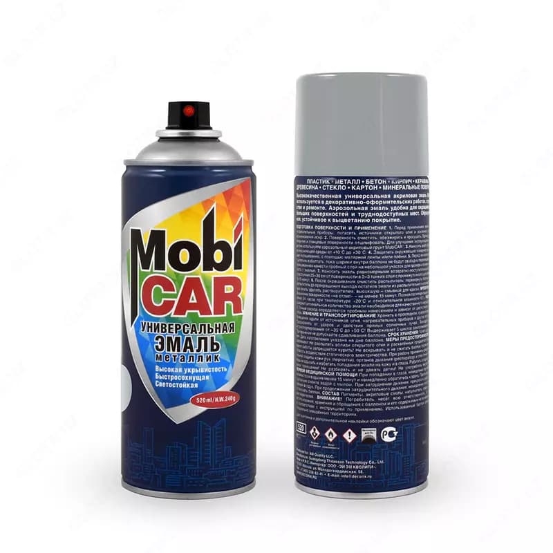 Аэрозольная акриловая эмаль (металлик) "Mobi CAR" глянцевая, универсальная, 520 мл, 2-3 м2 (Ассортимент) — 2