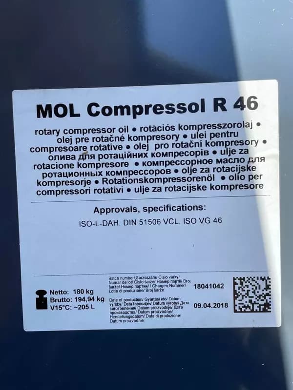 Компрессорное масло MOL R 46 ISO 46 — 2