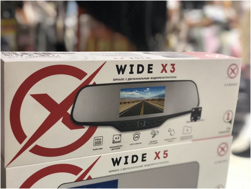 Зеркало с двухканальным видеорегистратором WIDE X3 — 1