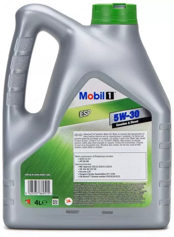 Синтетическое моторное масло MOBIL 1 ESP FORM 5W30, 4 л — 2