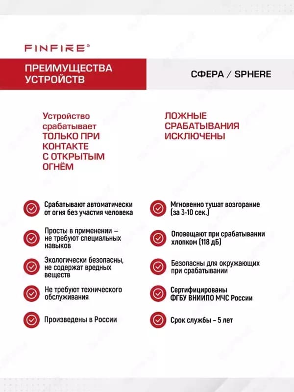 FINFIRE Самосрабатывающий порошковый огнетушитель СФЕРА. — 4