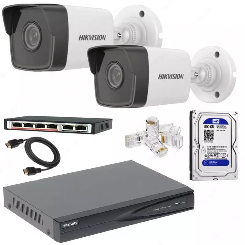 Готовый комплект IP-Видеонаблюдения на 2 камеры ”Hikvision” 4мпх — 1