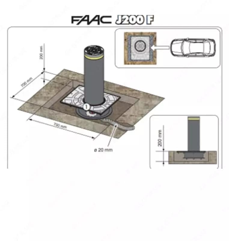Стационарный блокиратор для контроля доступа "FAAC" J200F Н600 INOX — 2