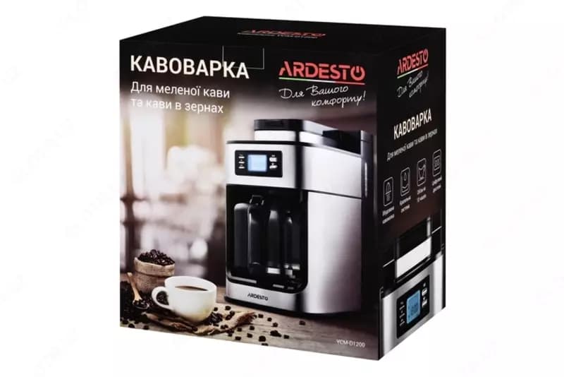 Кофеварка Ardesto YCM-D1200 - капельная/ 1.2 л/ дисплей/ встр. кофемолка — 4
