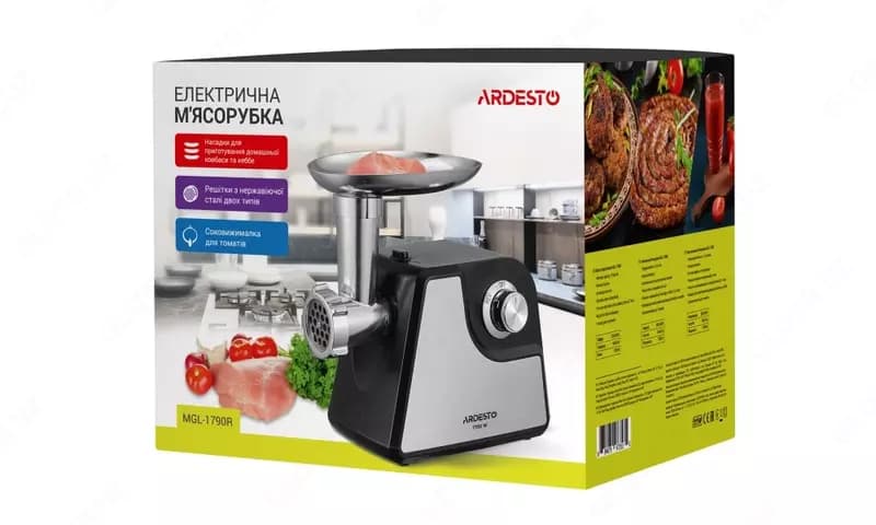 Мясорубка Ardesto MGL-1790R- 1700Вт/1.6кг-мин/томат. соковыж/черн — 6
