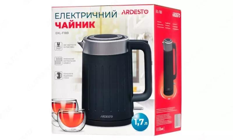 Электрочайник Ardesto EKL-F18B/1.7л/2150Вт/чёрный, — 4