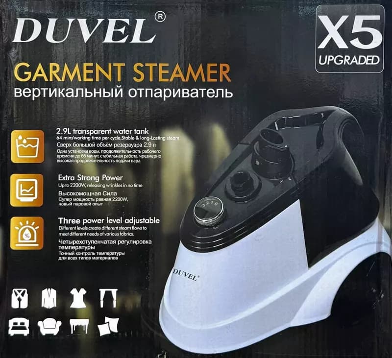 Бытовой отпариватель одежды ”DUVEL” X5, 2200W, 3 режима, 2.9 л. (Германия) Белый/черный — 1